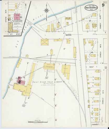 Sanborn Fire Insurance Map from Thief River Falls, Pennington County, Minnesota (1916), Sheet #0009 - Complete Map Set gallery image, historic Sanborn map, vintage wall art, Minnesota Minnesota