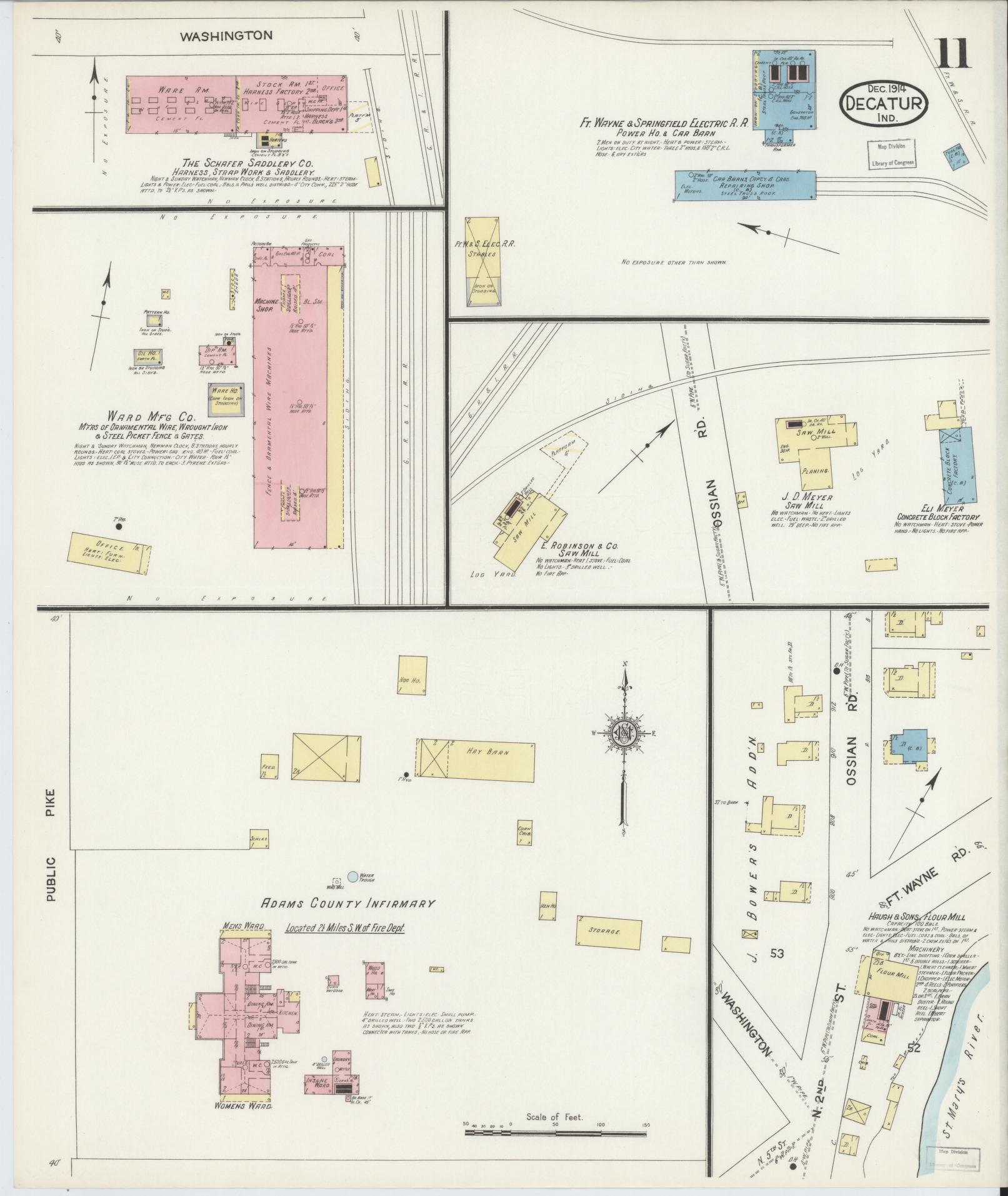 Sanborn Fire Insurance Map from Decatur, Adams County, Indiana (1914), Sheet #0011 - Complete Map Set gallery image, historic Sanborn map, vintage wall art, Indiana Indiana
