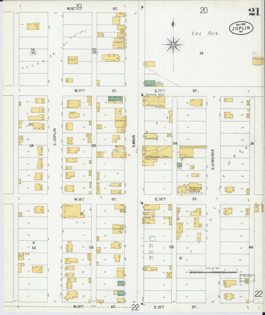 Sanborn Fire Insurance Map from Joplin, Jasper County, Missouri (1900), Sheet #0021 - Historic Sanborn Fire Insurance Map Print, vintage old map wall art, antique decor, genealogy gift, Missouri Missouri map
