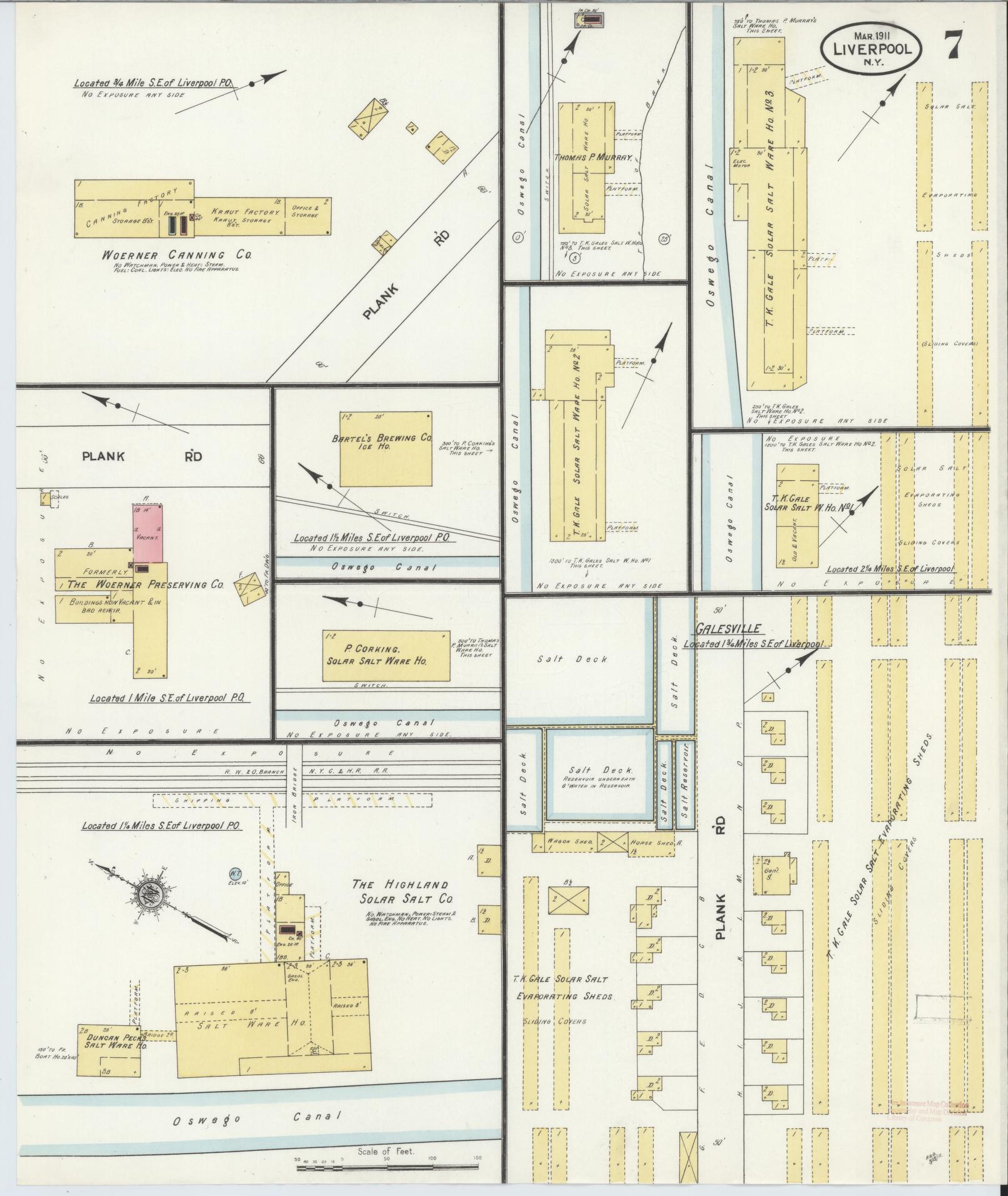 Sanborn Fire Insurance Map from Liverpool, Onondaga County, New York (1911), Sheet #0007 - Historic Sanborn Fire Insurance Map Print, vintage old map wall art, antique decor, genealogy gift, New York New York map
