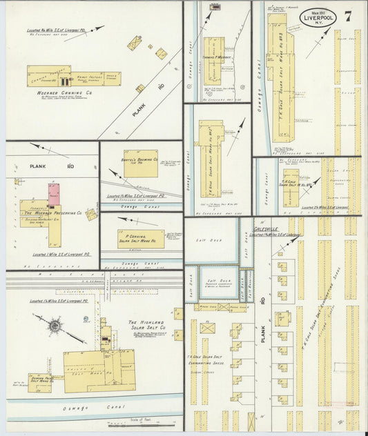 Sanborn Fire Insurance Map from Liverpool, Onondaga County, New York (1911), Sheet #0007 - Historic Sanborn Fire Insurance Map Print, vintage old map wall art, antique decor, genealogy gift, New York New York map