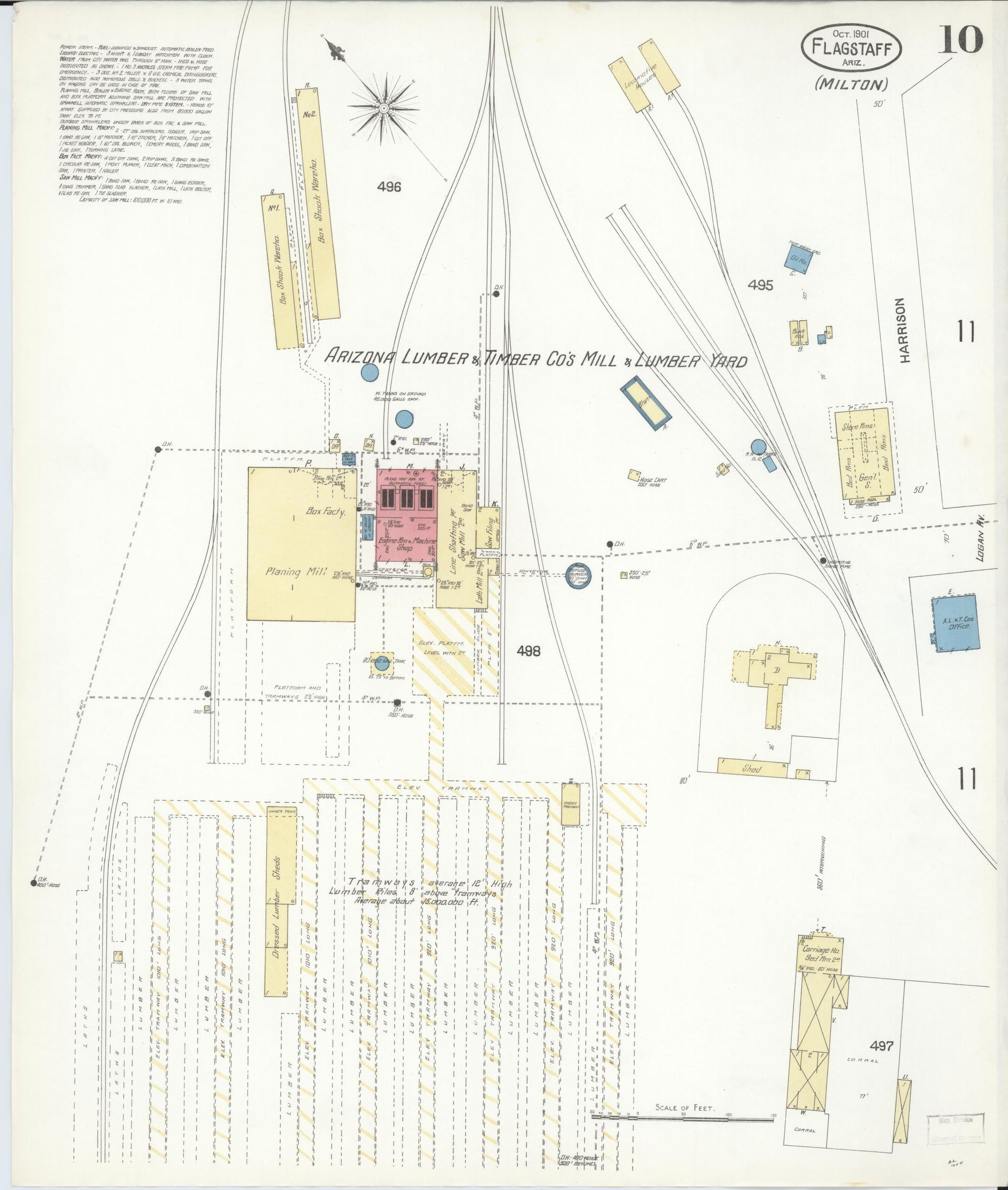 Sanborn Fire Insurance Map from Flagstaff, Coconino County, Arizona (1901), Sheet #0010 - Complete Map Set gallery image, historic Sanborn map, vintage wall art, Arizona Arizona