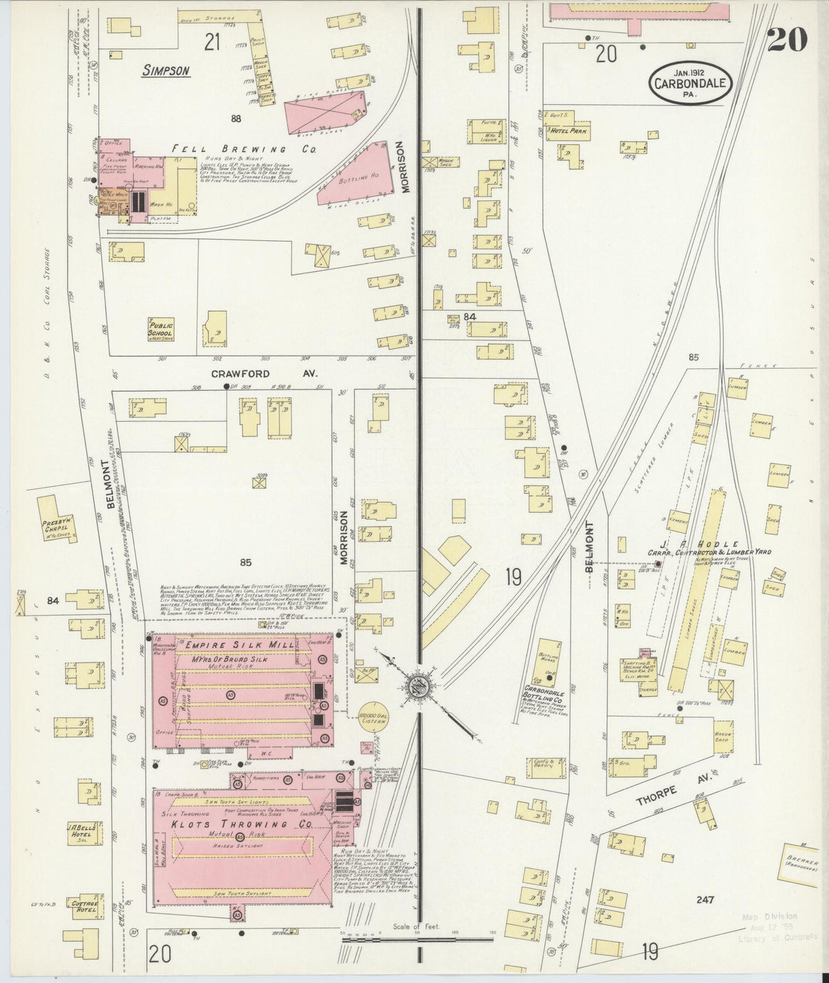Sanborn Fire Insurance Map from Carbondale, Lackawanna County, Pennsylvania (1912), Sheet #0020 - Complete Map Set gallery image, historic Sanborn map, vintage wall art, Pennsylvania Pennsylvania