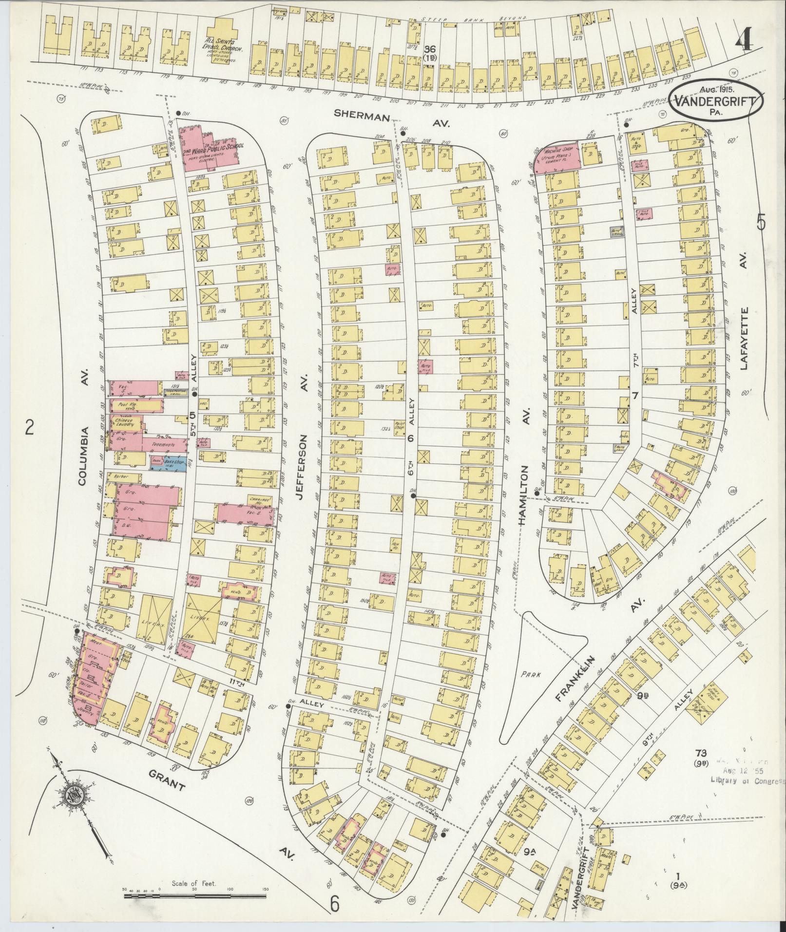 Sanborn Fire Insurance Map from Vandergrift, Westmoreland County, Pennsylvania (1915), Sheet #0004 - Complete Map Set gallery image, historic Sanborn map, vintage wall art, Pennsylvania Pennsylvania