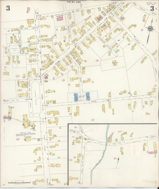 Sanborn Fire Insurance Map from Bethel, Oxford County, Maine (1945), Sheet #0003 - Historic Sanborn Fire Insurance Map Print, vintage old map wall art, antique decor, genealogy gift, Maine Maine map