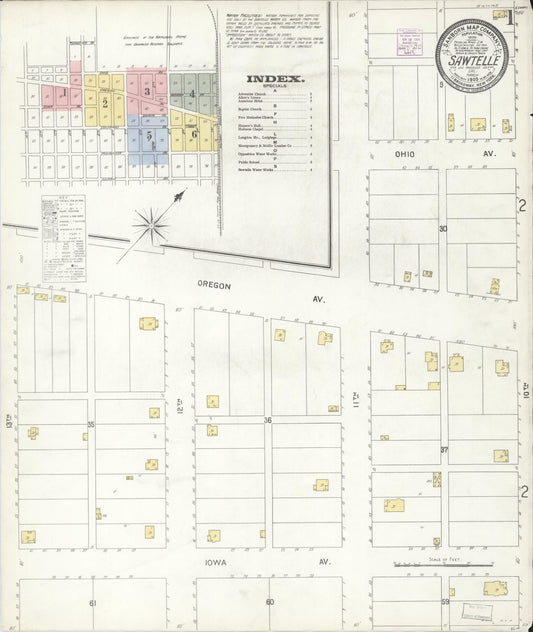 Sanborn Fire Insurance Map from Sawtelle, Los Angeles County, California (1905), Sheet #0001 - Complete Map Set gallery image, historic Sanborn map, vintage wall art, California California