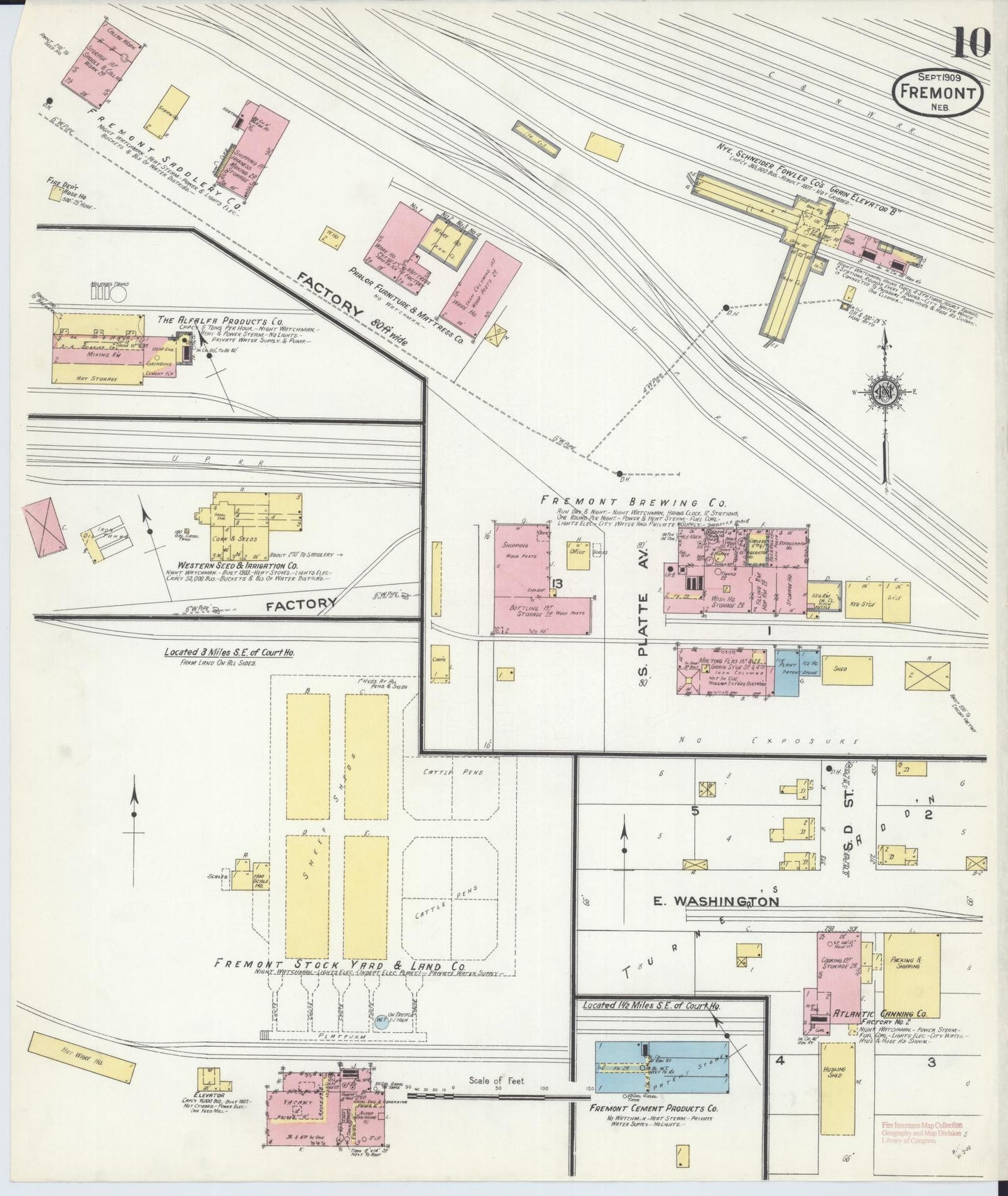 Sanborn Fire Insurance Map from Fremont, Dodge County, Nebraska (1909), Sheet #0010 - Complete Map Set gallery image, historic Sanborn map, vintage wall art, Nebraska Nebraska