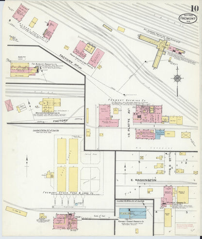 Sanborn Fire Insurance Map from Fremont, Dodge County, Nebraska (1909), Sheet #0010 - Complete Map Set gallery image, historic Sanborn map, vintage wall art, Nebraska Nebraska
