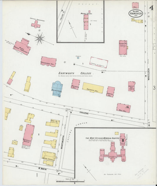 Sanborn Fire Insurance Map from Hanover, Grafton County, New Hampshire (1899), Sheet #0004 - Historic Sanborn Fire Insurance Map Print, vintage old map wall art, antique decor, genealogy gift, New Hampshire New Hampshire map
