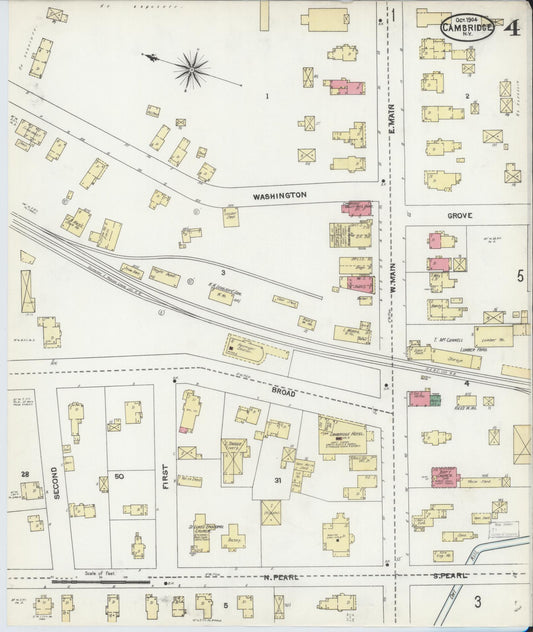 Sanborn Fire Insurance Map from Cambridge, Washington County, New York (1904), Sheet #0004 - Historic Sanborn Fire Insurance Map Print, vintage old map wall art, antique decor, genealogy gift, New York New York map