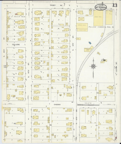 Sanborn Fire Insurance Map from Mount Vernon, Jefferson County, Illinois (1913), Sheet #0013 - Historic Sanborn Fire Insurance Map Print, vintage old map wall art, antique decor, genealogy gift, Illinois Illinois map