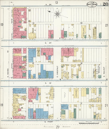 Sanborn Fire Insurance Map from North Yakima, Yakima County, Washington (1905), Sheet #0020 - Complete Map Set gallery image, historic Sanborn map, vintage wall art, Washington Washington