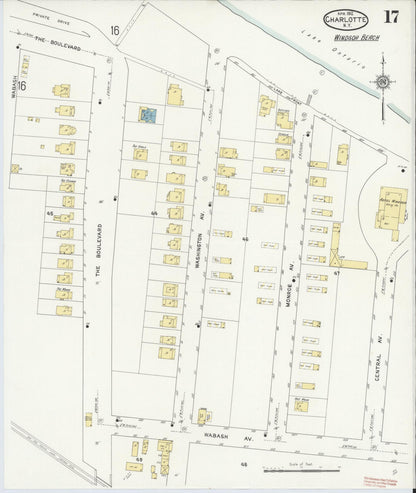 Sanborn Fire Insurance Map from Charlotte, Monroe County, New York (1912), Sheet #0017 - Historic Sanborn Fire Insurance Map Print, vintage old map wall art, antique decor, genealogy gift, New York New York map