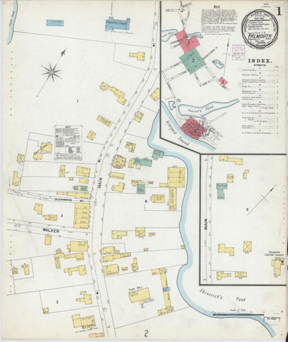 Sanborn Fire Insurance Map from Falmouth, Barnstable County, Massachusetts (1901), Sheet #0001 - Historic Sanborn Fire Insurance Map Print, vintage old map wall art, antique decor, genealogy gift, Massachusetts Massachusetts map