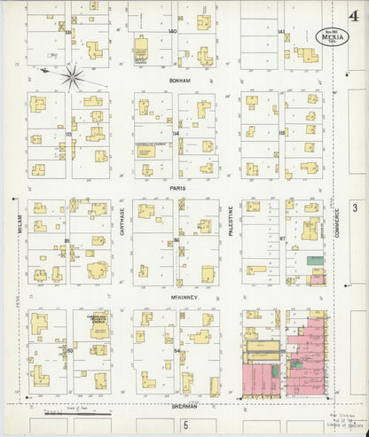 Sanborn Fire Insurance Map from Mexia, Limestone County, Texas (1901), Sheet #0004 - Historic Sanborn Fire Insurance Map Print, vintage old map wall art, antique decor, genealogy gift, Texas Texas map