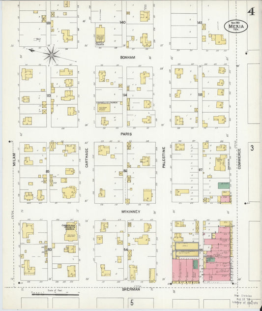 Sanborn Fire Insurance Map from Mexia, Limestone County, Texas (1901), Sheet #0004 - Historic Sanborn Fire Insurance Map Print, vintage old map wall art, antique decor, genealogy gift, Texas Texas map
