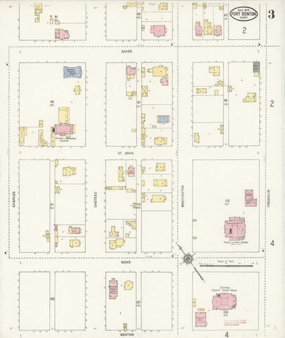 Sanborn Fire Insurance Map from Fort Benton, Chouteau County, Montana (1910), Sheet #0003 - Complete Map Set gallery image, historic Sanborn map, vintage wall art, Montana Montana
