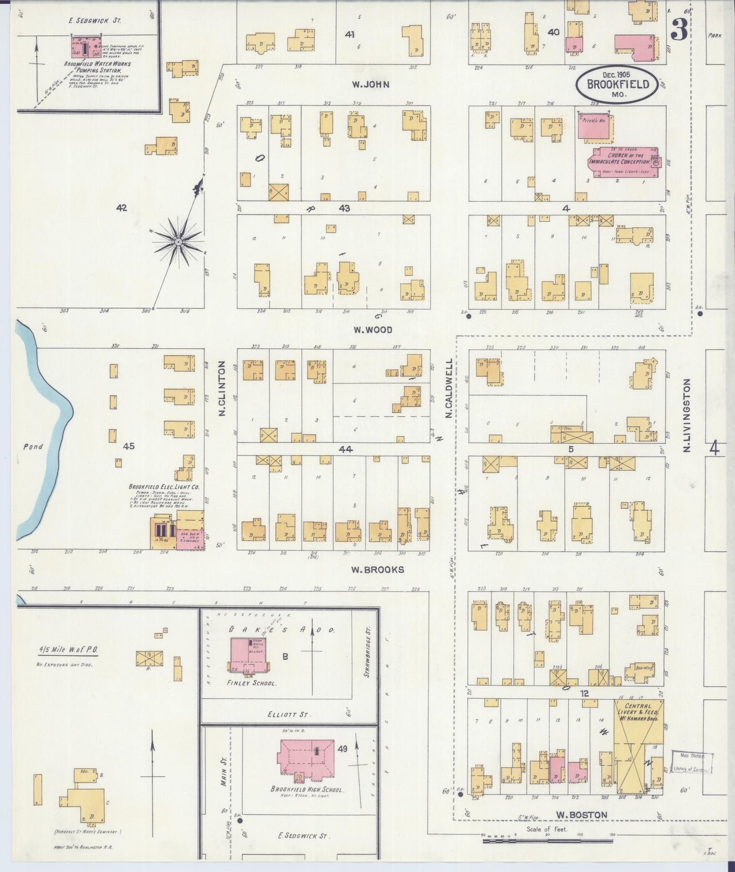 Sanborn Fire Insurance Map from Brookfield, Linn County, Missouri (1905), Sheet #0003 - Complete Map Set gallery image, historic Sanborn map, vintage wall art, Missouri Missouri