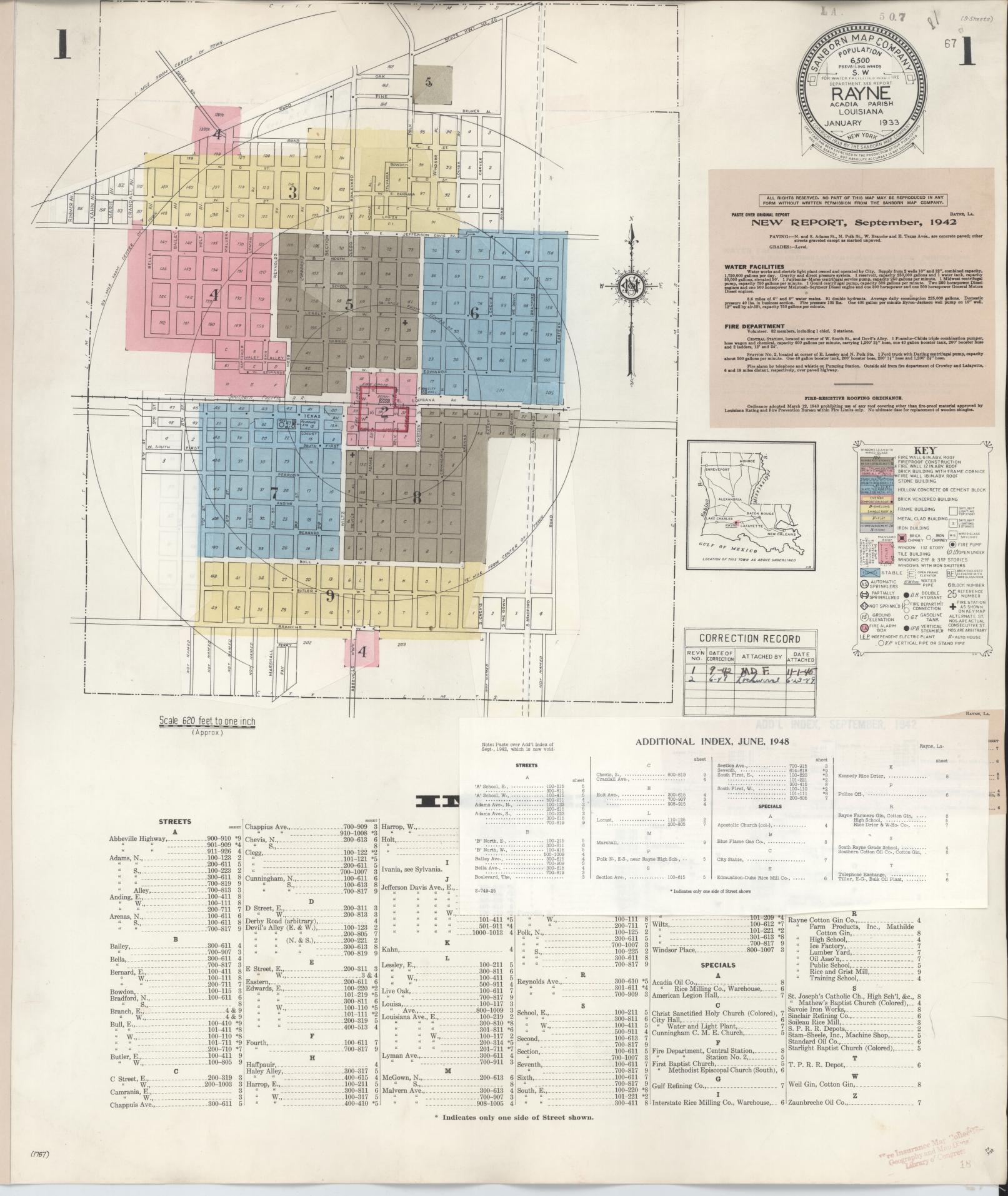 Sanborn Fire Insurance Map from Rayne, Acadia Parish, Louisiana. (1948) – Historic Sanborn Fire Insurance Map Print