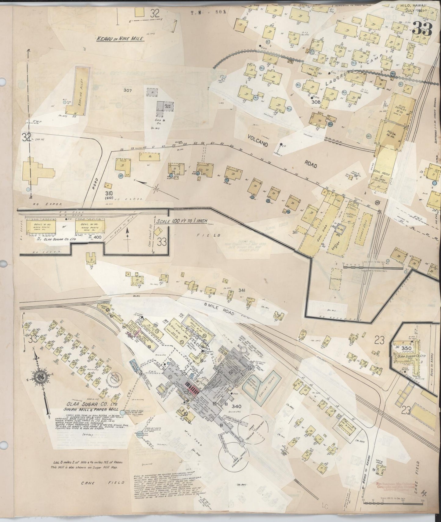 Sanborn Fire Insurance Map from Hilo, Hawaii County, Hawaii (1957), Sheet #0033 - Historic Sanborn Fire Insurance Map Print