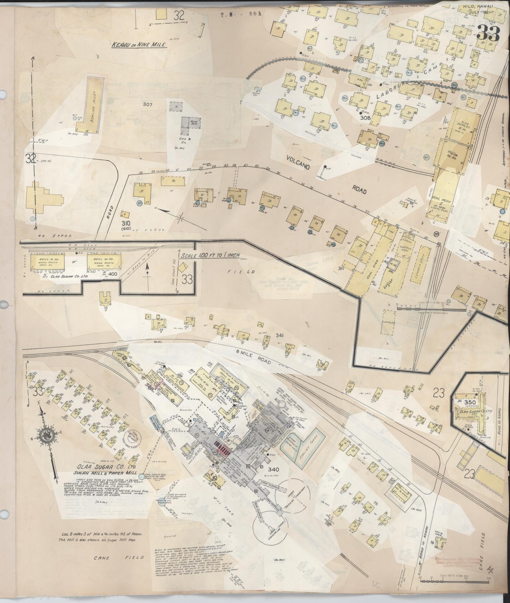 Sanborn Fire Insurance Map from Hilo, Hawaii County, Hawaii (1957), Sheet #0033 - Historic Sanborn Fire Insurance Map Print