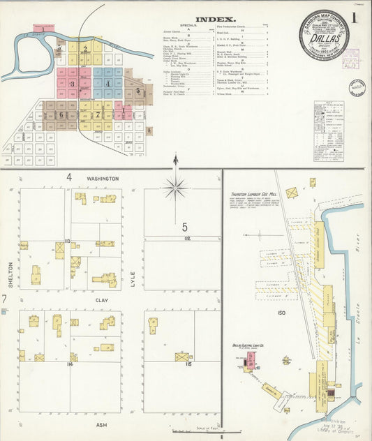 Sanborn Fire Insurance Map from Dallas, Polk County, Oregon (1902), Sheet #0001 - Historic Sanborn Fire Insurance Map Print, vintage old map wall art, antique decor, genealogy gift, Oregon Oregon map