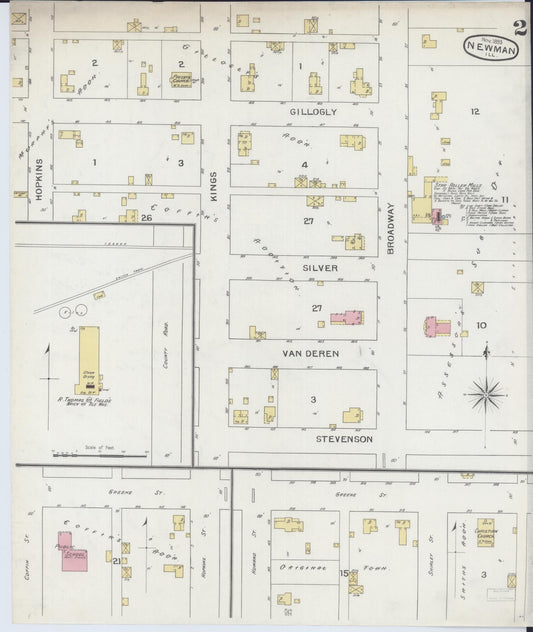 Sanborn Fire Insurance Map from Newman, Douglas County, Illinois (1893), Sheet #0002 - Historic Sanborn Fire Insurance Map Print, vintage old map wall art, antique decor, genealogy gift, Illinois Illinois map
