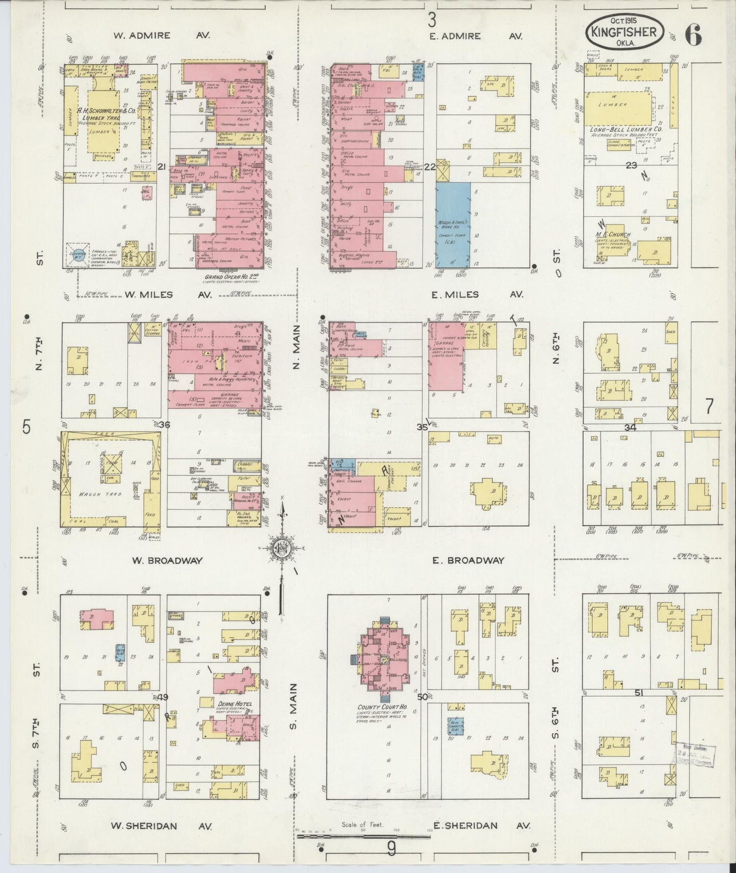 Sanborn Fire Insurance Map from Kingfisher, Kingfisher County, Oklahoma (1915), Sheet #0006 - Complete Map Set gallery image, historic Sanborn map, vintage wall art, Oklahoma Oklahoma