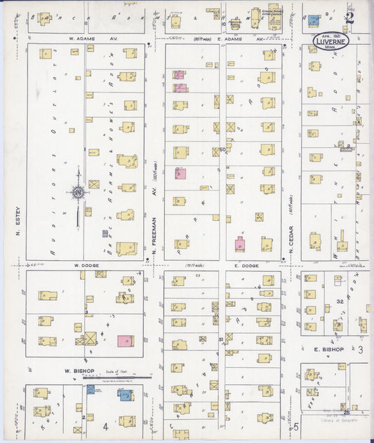 Sanborn Fire Insurance Map from Luverne, Rock County, Minnesota (1921), Sheet #0002 - Historic Sanborn Fire Insurance Map Print, vintage old map wall art, antique decor, genealogy gift, Minnesota Minnesota map