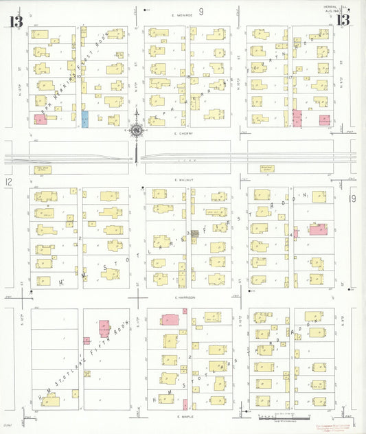 Sanborn Fire Insurance Map from Herrin, Williamson County, Illinois (1941), Sheet #0013 - Historic Sanborn Fire Insurance Map Print, vintage old map wall art, antique decor, genealogy gift, Illinois Illinois map