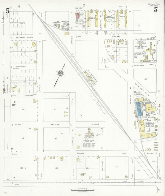 Sanborn Fire Insurance Map from Rotan, Fisher County, Texas (1933), Sheet #0005 - Historic Sanborn Fire Insurance Map Print, vintage old map wall art, antique decor, genealogy gift, Texas Texas map