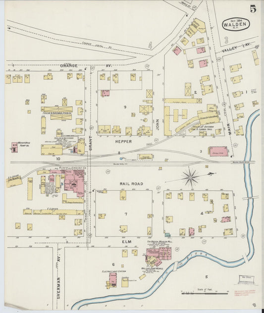 Sanborn Fire Insurance Map from Walden, Orange County, New York (1894), Sheet #0005 - Historic Sanborn Fire Insurance Map Print, vintage old map wall art, antique decor, genealogy gift, New York New York map
