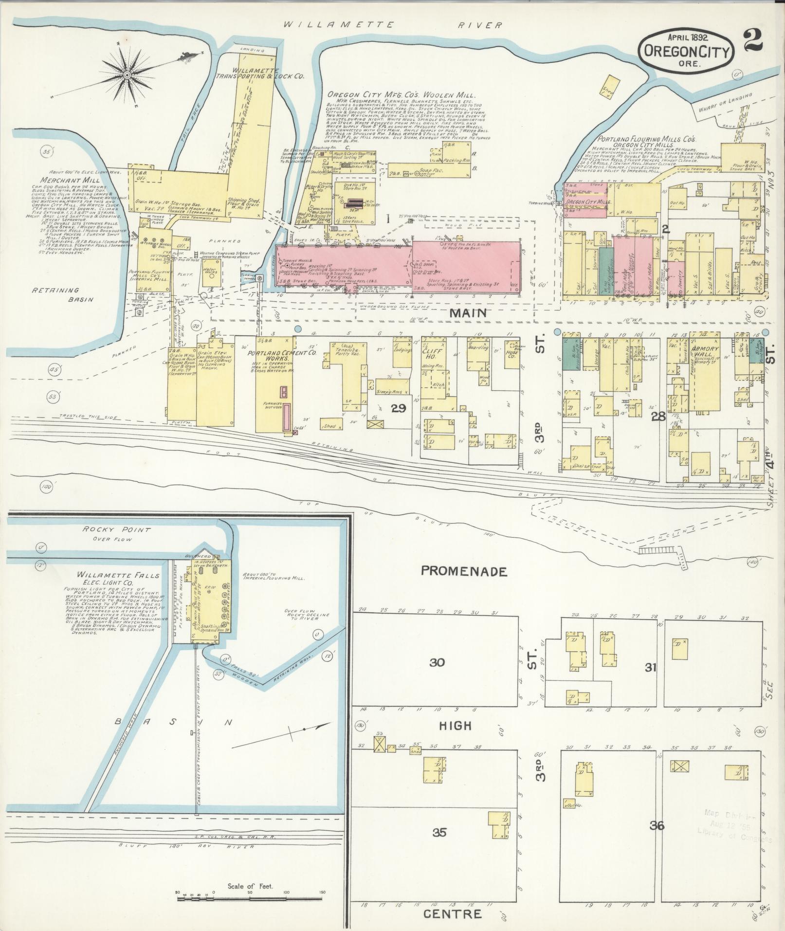 Sanborn Fire Insurance Map from Oregon City, Clackamas County, Oregon (1892), Sheet #0002 - Complete Map Set gallery image, historic Sanborn map, vintage wall art, Oregon Oregon