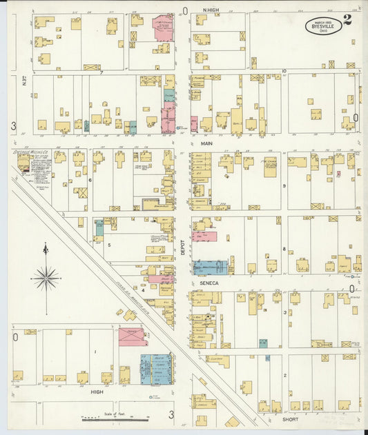 Sanborn Fire Insurance Map from Byesville, Guernsey County, Ohio (1905), Sheet #0002 - Historic Sanborn Fire Insurance Map Print, vintage old map wall art, antique decor, genealogy gift, Ohio Ohio map