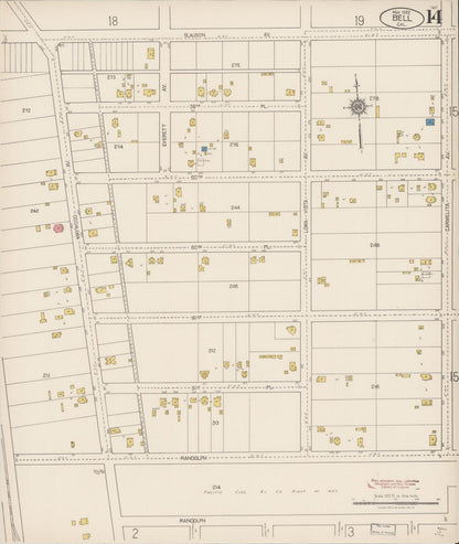 Sanborn Fire Insurance Map from Bell, Los Angeles County, California (1922), Sheet #0014 - Historic Sanborn Fire Insurance Map Print, vintage old map wall art, antique decor, genealogy gift, California California map