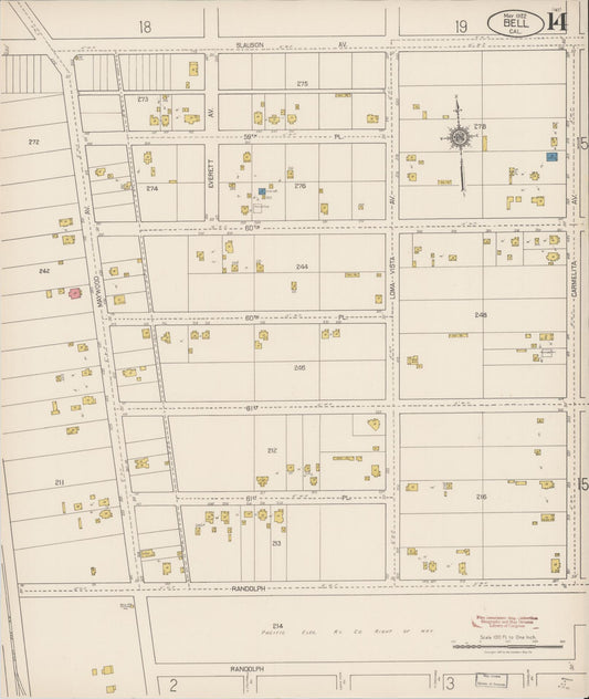 Sanborn Fire Insurance Map from Bell, Los Angeles County, California (1922), Sheet #0014 - Historic Sanborn Fire Insurance Map Print, vintage old map wall art, antique decor, genealogy gift, California California map