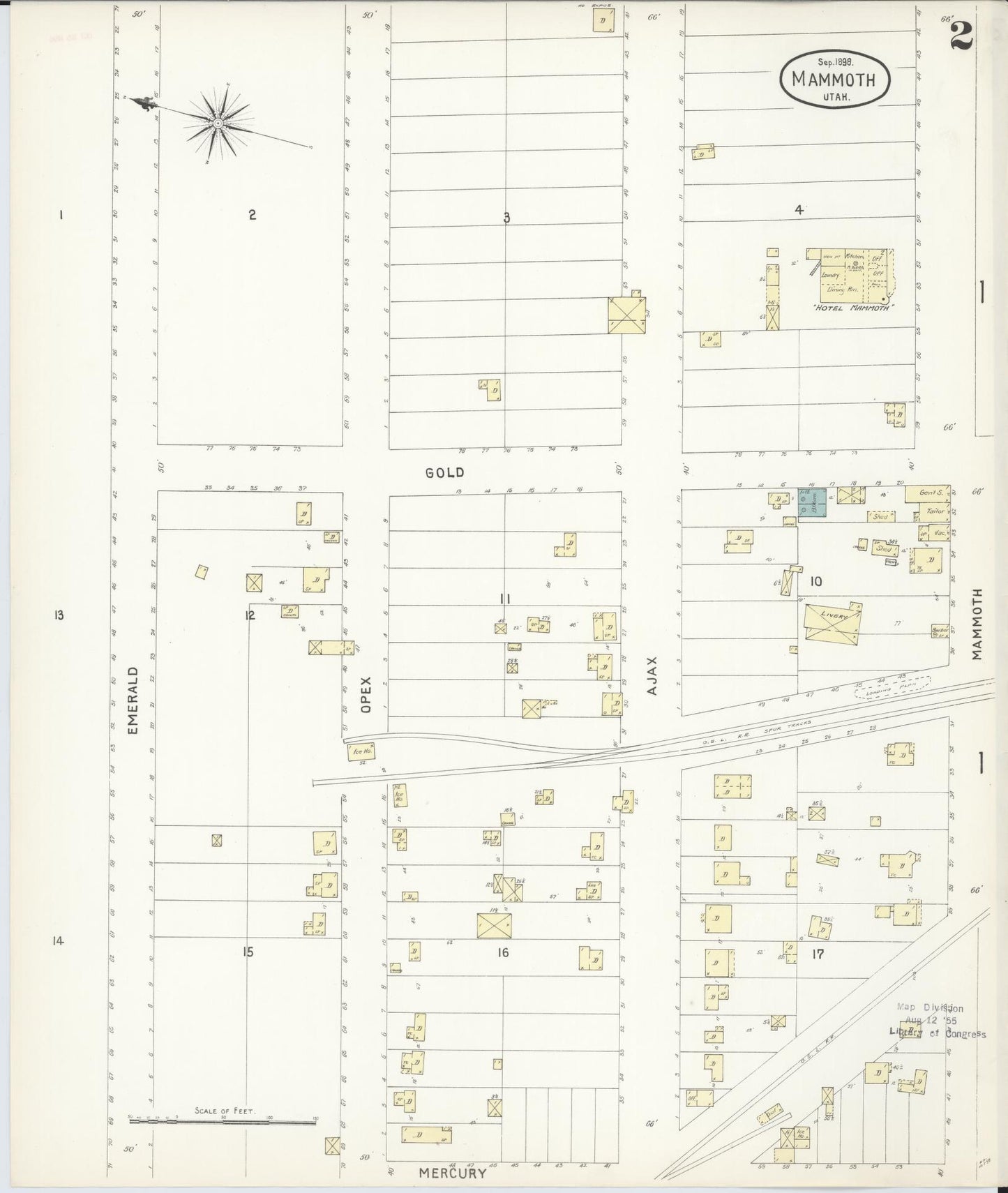 Sanborn Fire Insurance Map from Mammoth, Juab County, Utah (1898), Sheet #0002 - Complete Map Set gallery image, historic Sanborn map, vintage wall art, Utah Utah
