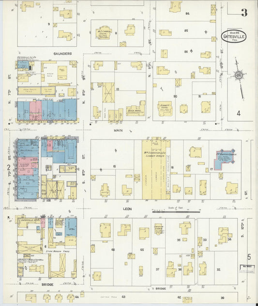 Sanborn Fire Insurance Map from Gatesville, Coryell County, Texas (1912), Sheet #0003 - Historic Sanborn Fire Insurance Map Print, vintage old map wall art, antique decor, genealogy gift, Texas Texas map