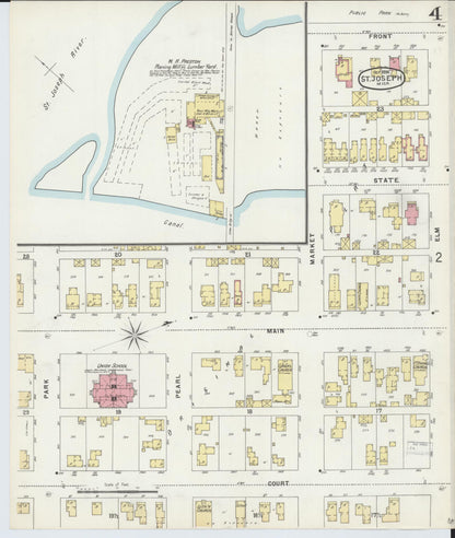 Sanborn Fire Insurance Map from Saint Joseph, Berrien County, Michigan (1896), Sheet #0004 - Complete Map Set gallery image, historic Sanborn map, vintage wall art, Michigan Michigan
