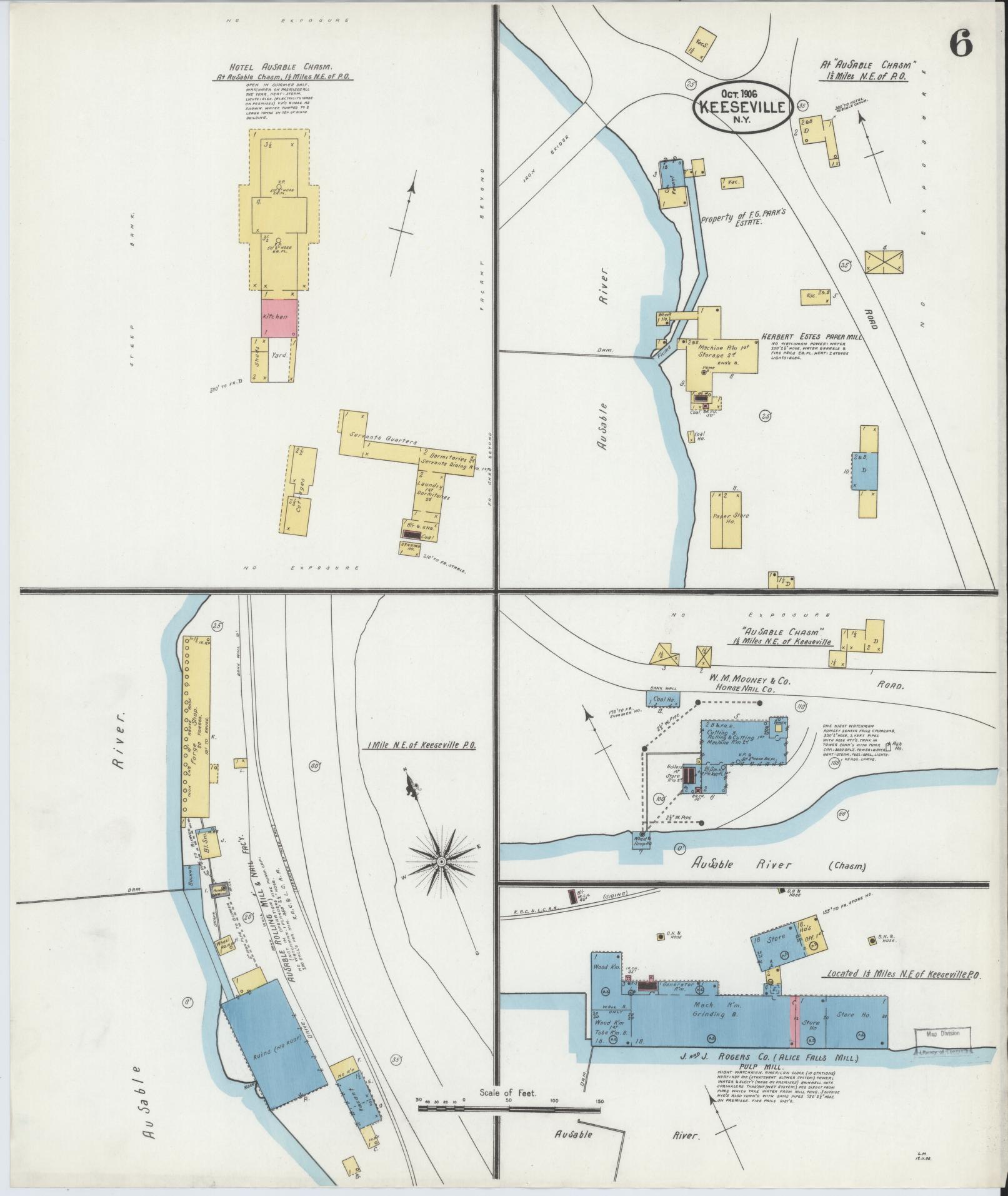 Sanborn Fire Insurance Map from Keeseville, Essex County, New York (1906), Sheet #0006 - Complete Map Set gallery image, historic Sanborn map, vintage wall art, New York New York