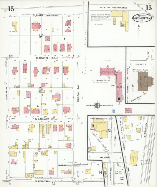 Sanborn Fire Insurance Map from Cape Girardeau, Cape Girardeau County, Missouri (1923), Sheet #0015 - Historic Sanborn Fire Insurance Map Print, vintage old map wall art, antique decor, genealogy gift, Missouri Missouri map