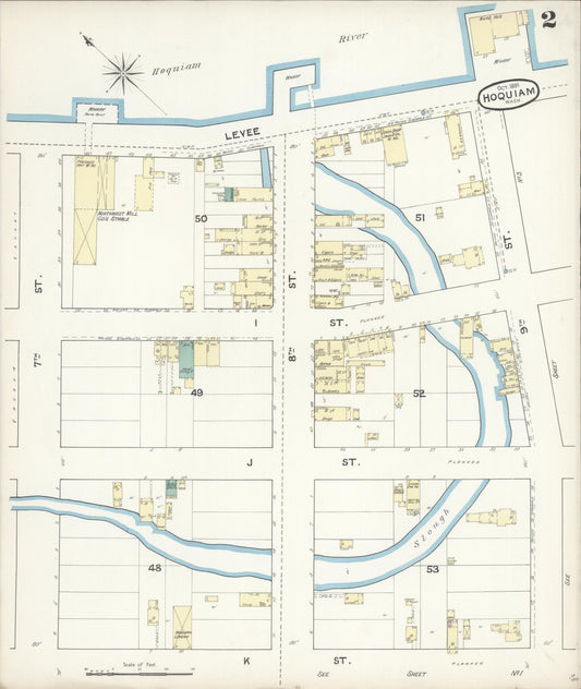 Sanborn Fire Insurance Map from Hoquiam, Grays Harbor County, Washington (1891), Sheet #0002 - Historic Sanborn Fire Insurance Map Print, vintage old map wall art, antique decor, genealogy gift, Washington Washington map