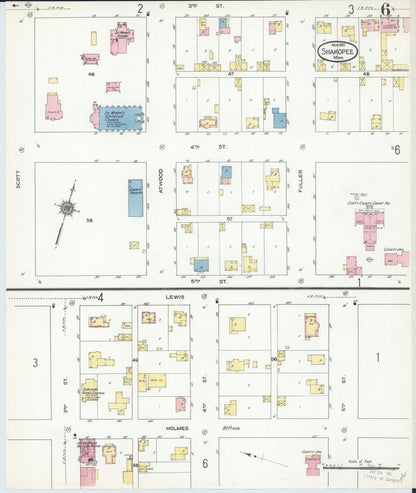 Sanborn Fire Insurance Map from Shakopee, Scott County, Minnesota (1910), Sheet #0006 - Historic Sanborn Fire Insurance Map Print, vintage old map wall art, antique decor, genealogy gift, Minnesota Minnesota map
