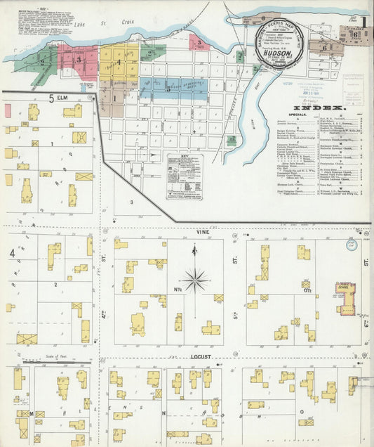 Sanborn Fire Insurance Map from Hudson, St. Croix County, Wisconsin (1900), Sheet #0001 - Complete Map Set gallery image, historic Sanborn map, vintage wall art, Wisconsin Wisconsin