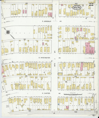 Sanborn Fire Insurance Map from Ashland, Boyd County, Kentucky (1920), Sheet #0022 - Complete Map Set gallery image, historic Sanborn map, vintage wall art, Kentucky Kentucky