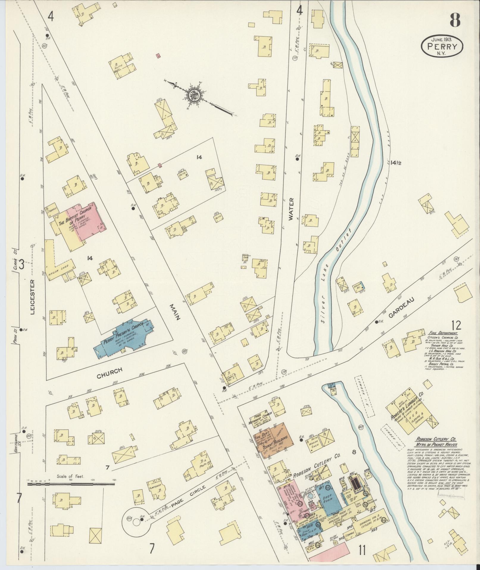 Sanborn Fire Insurance Map from Perry, Wyoming County, New York (1913), Sheet #0008 - Complete Map Set gallery image, historic Sanborn map, vintage wall art, Perry Wyoming