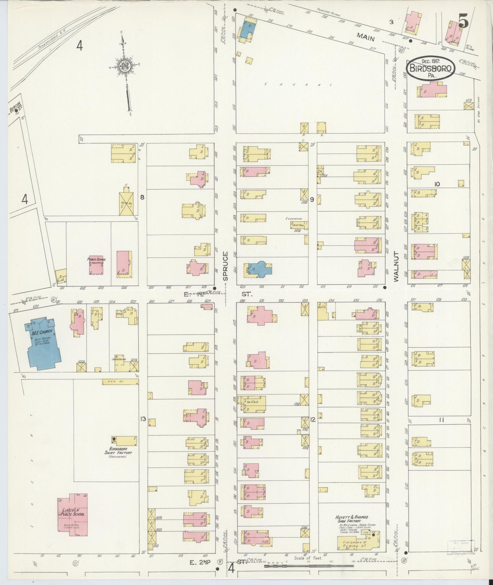 Sanborn Fire Insurance Map from Birdsboro, Berks County, Pennsylvania (1912), Sheet #0005 - Complete Map Set gallery image, historic Sanborn map, vintage wall art, Pennsylvania Pennsylvania