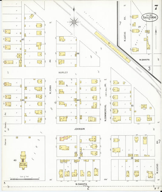 Sanborn Fire Insurance Map from Eagle Grove, Wright County, Iowa (1900), Sheet #0007 - Historic Sanborn Fire Insurance Map Print, vintage old map wall art