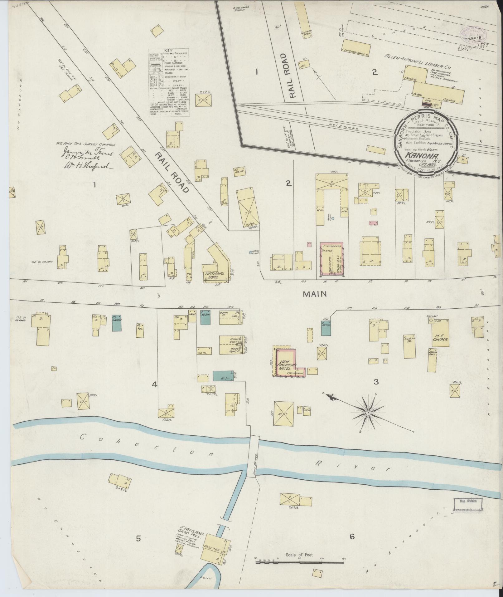 Sanborn Fire Insurance Map from Kanona, Steuben County, New York. (1893) – Historic Sanborn Fire Insurance Map Print