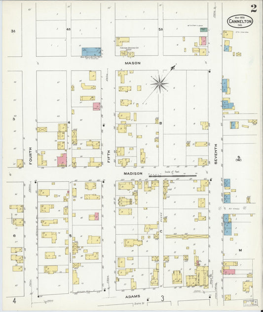 Sanborn Fire Insurance Map from Cannelton, Perry County, Indiana (1909), Sheet #0002 - Historic Sanborn Fire Insurance Map Print, vintage old map wall art, antique decor, genealogy gift, Indiana Indiana map